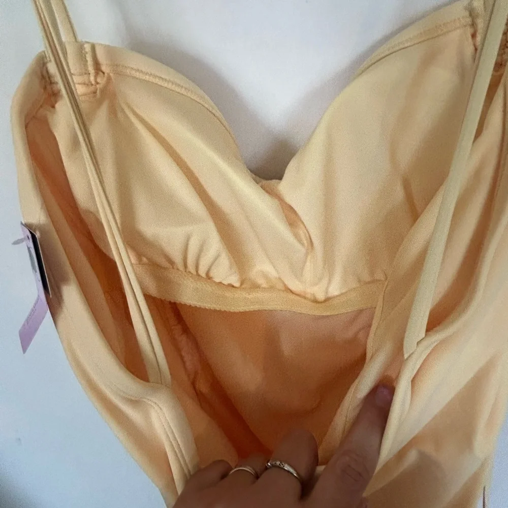 NWT XL Wild Fable Light Yellow Swimsuit Extra High Leg Cheeky